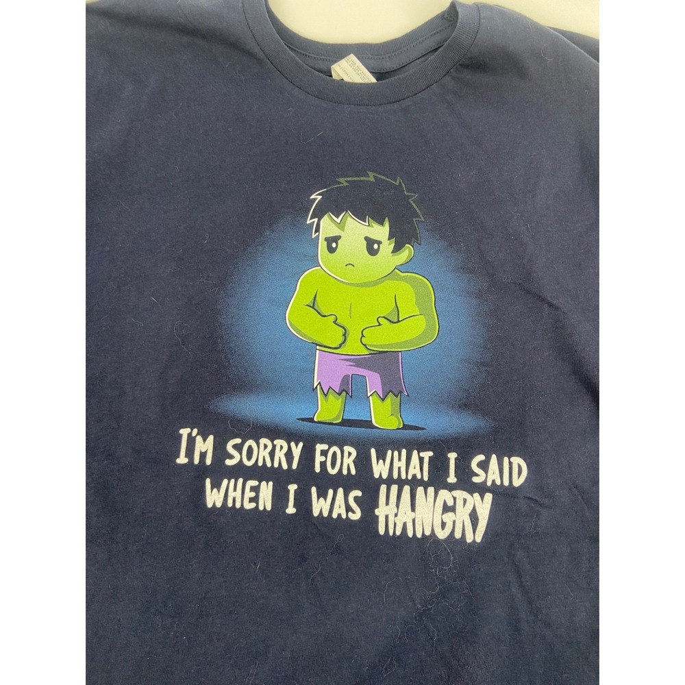 Marvel The Baby‎ Hulk Hangry Graphic T Shirt Navy Blue Cotton Men's Size XL